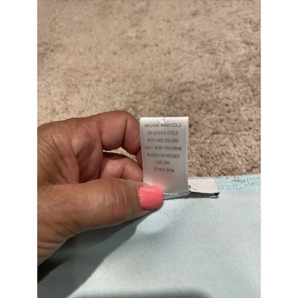 Dressbarn Women's M Textured Square Neck Top Blouse Mint Floral Stretch Y2K - Picture 8 of 9